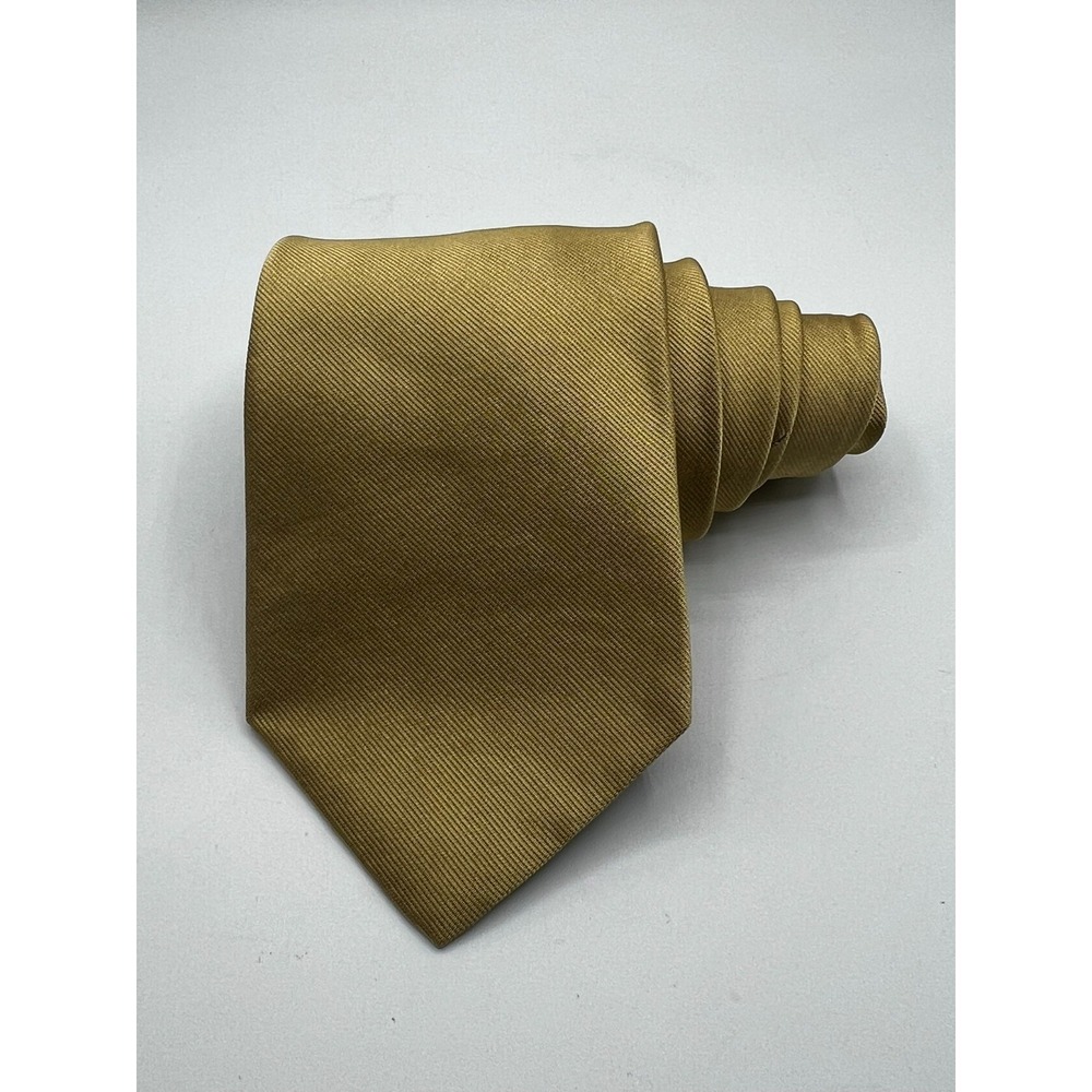 Brothers Makers Pure Silk Woven Gold Men's Necktie Hand Made USA L: 58" W:3.75"